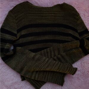 Striped green and Black crop top